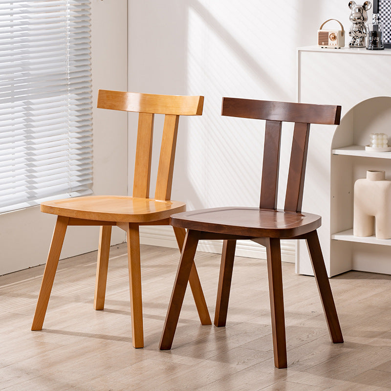 Modern Minimalist Solid Wood Dining Chair Backrest Grooved Seat For Dining Room
