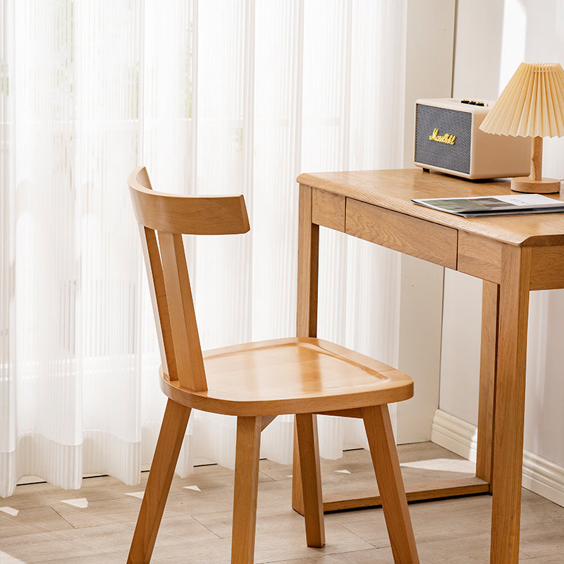 Modern Minimalist Solid Wood Dining Chair Backrest Grooved Seat For Dining Room