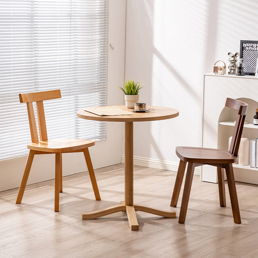 Modern Minimalist Solid Wood Dining Chair Backrest Grooved Seat For Dining Room