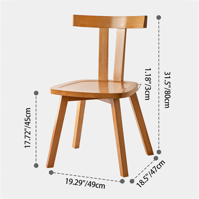 Modern Minimalist Solid Wood Dining Chair Backrest Grooved Seat For Dining Room