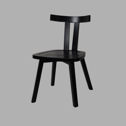 Modern Minimalist Solid Wood Dining Chair Backrest Grooved Seat For Dining Room