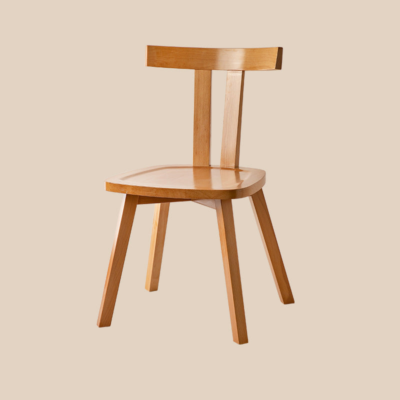 Modern Minimalist Solid Wood Dining Chair Backrest Grooved Seat For Dining Room