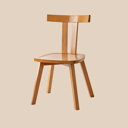 Modern Minimalist Solid Wood Dining Chair Backrest Grooved Seat For Dining Room