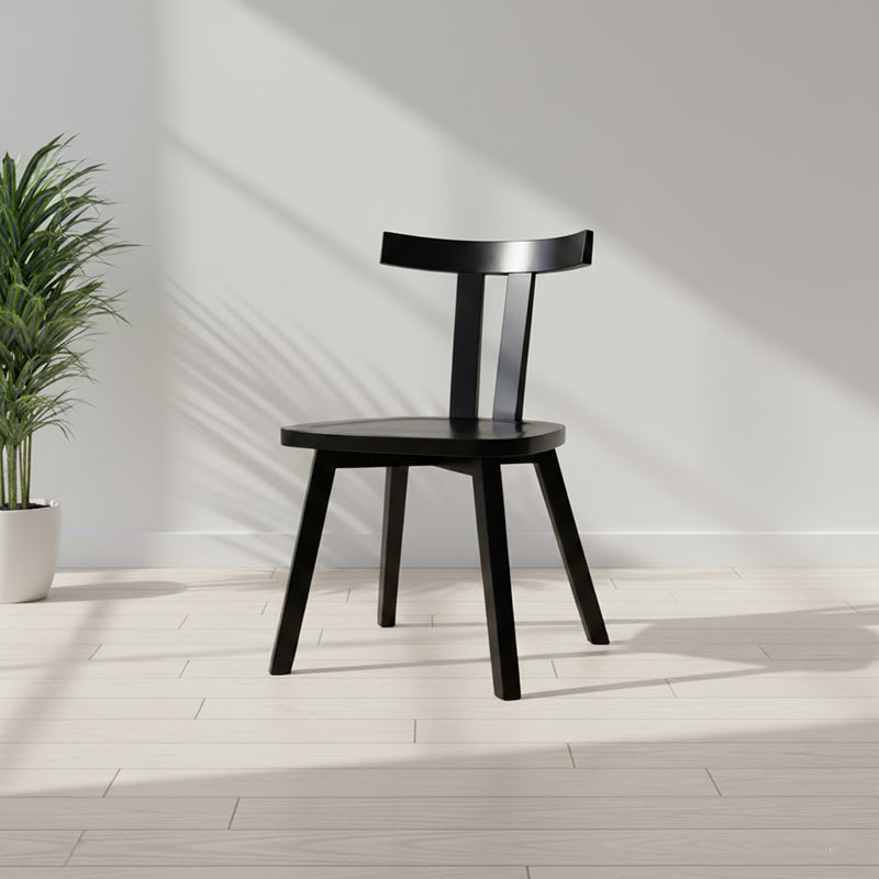 Modern Minimalist Solid Wood Dining Chair Backrest Grooved Seat For Dining Room