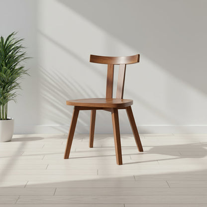 Modern Minimalist Solid Wood Dining Chair Backrest Grooved Seat For Dining Room