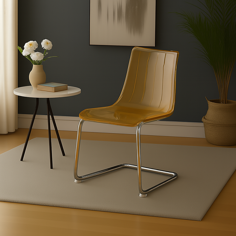 Modern Minimalist Curved Polycarbonate Metal Dining Chair Backrest For Dining Room