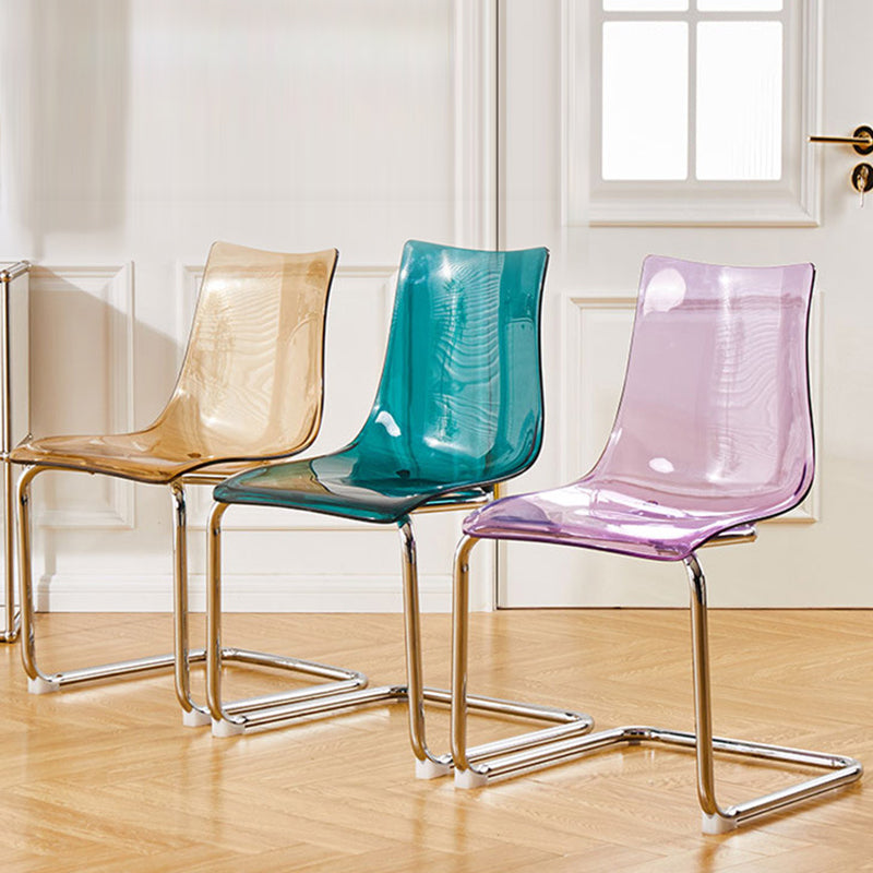 Modern Minimalist Curved Polycarbonate Metal Dining Chair Backrest For Dining Room