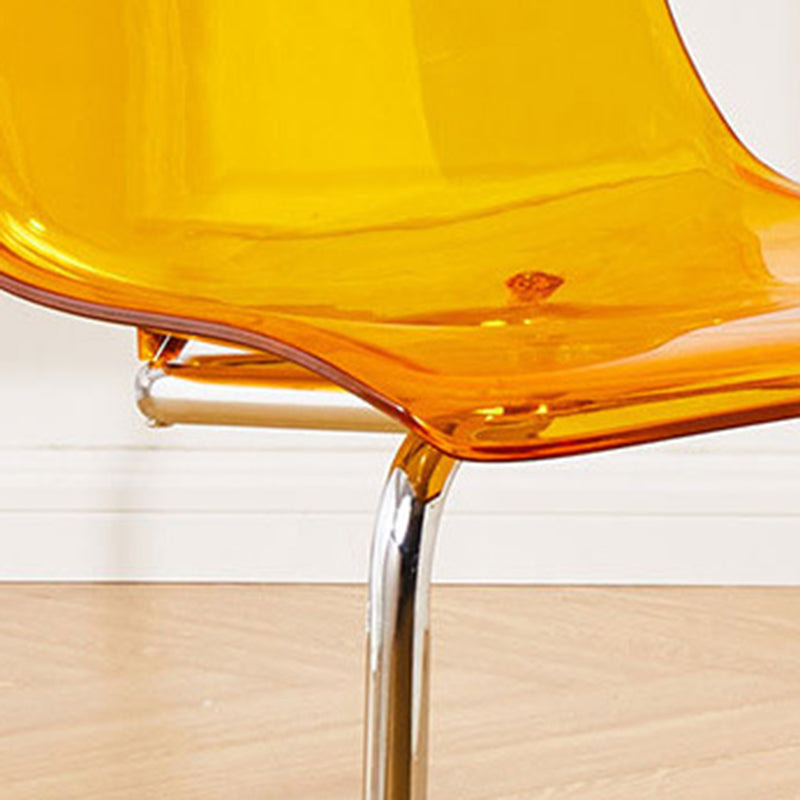 Modern Minimalist Curved Polycarbonate Metal Dining Chair Backrest For Dining Room