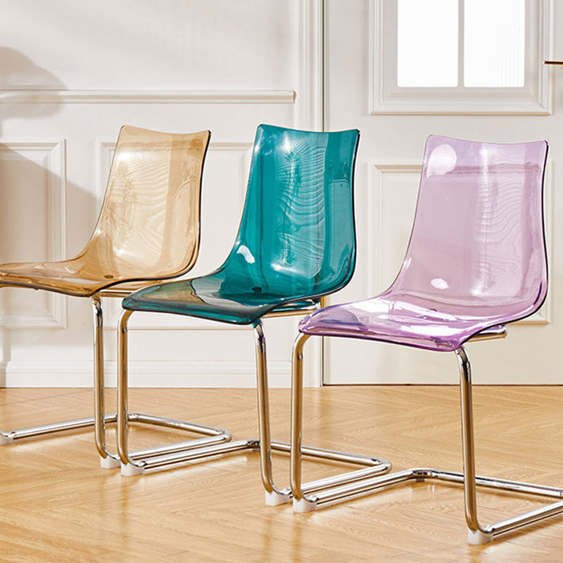 Modern Minimalist Curved Polycarbonate Metal Dining Chair Backrest For Dining Room