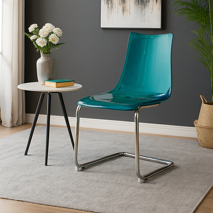 Modern Minimalist Curved Polycarbonate Metal Dining Chair Backrest For Dining Room