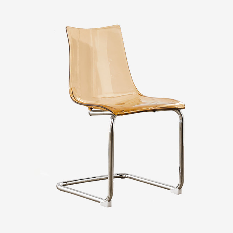 Modern Minimalist Curved Polycarbonate Metal Dining Chair Backrest For Dining Room