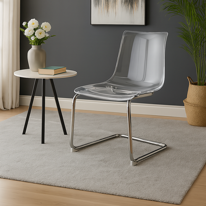 Modern Minimalist Curved Polycarbonate Metal Dining Chair Backrest For Dining Room