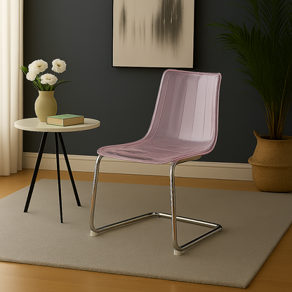 Modern Minimalist Curved Polycarbonate Metal Dining Chair Backrest For Dining Room