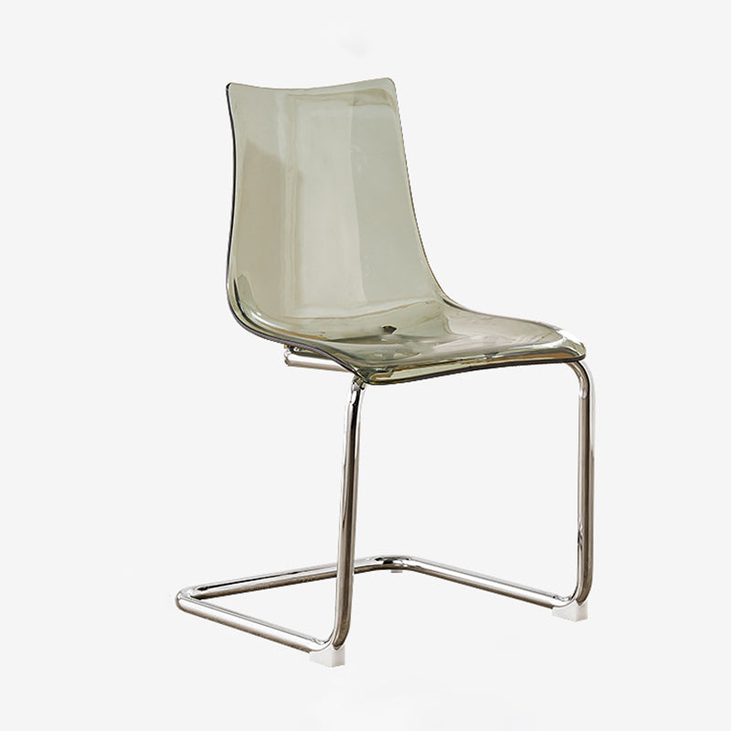 Modern Minimalist Curved Polycarbonate Metal Dining Chair Backrest For Dining Room