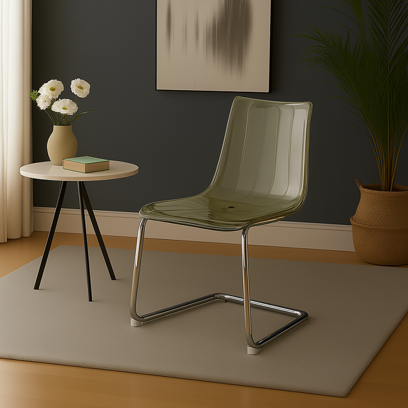 Modern Minimalist Curved Polycarbonate Metal Dining Chair Backrest For Dining Room