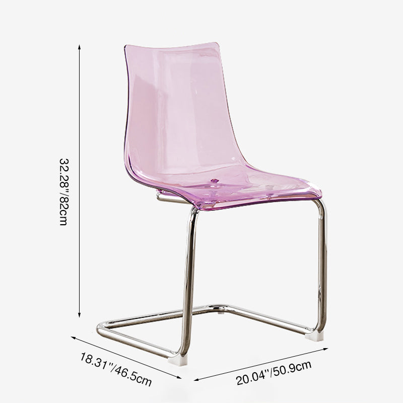 Modern Minimalist Curved Polycarbonate Metal Dining Chair Backrest For Dining Room