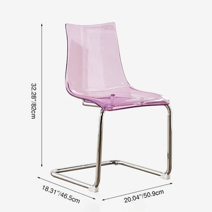 Modern Minimalist Curved Polycarbonate Metal Dining Chair Backrest For Dining Room