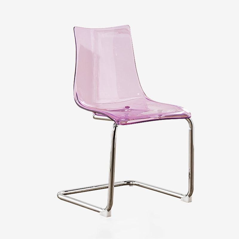 Modern Minimalist Curved Polycarbonate Metal Dining Chair Backrest For Dining Room
