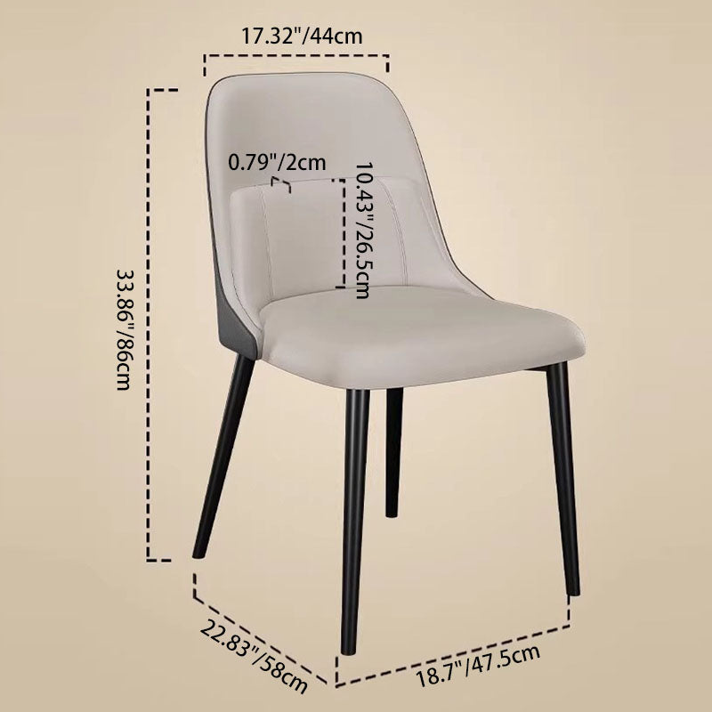 Modern Luxury Rectangular PVC Metal Faux Leather Dining Chair Backrest For Dining Room