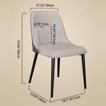 Modern Luxury Rectangular PVC Metal Faux Leather Dining Chair Backrest For Dining Room