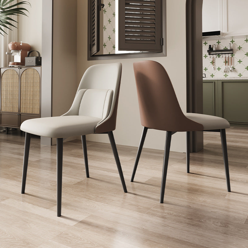 Modern Luxury Rectangular PVC Metal Faux Leather Dining Chair Backrest For Dining Room