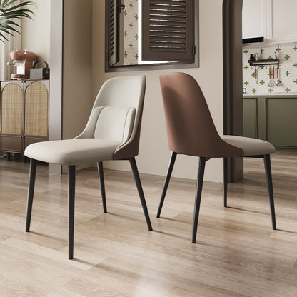 Modern Luxury Rectangular PVC Metal Faux Leather Dining Chair Backrest For Dining Room