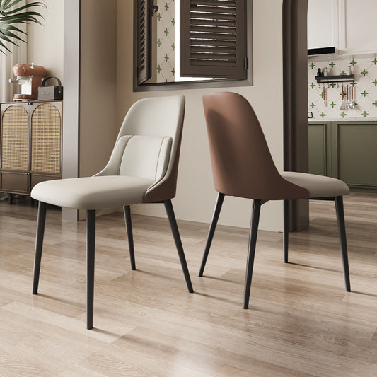 Modern Luxury Rectangular PVC Metal Faux Leather Dining Chair Backrest For Dining Room