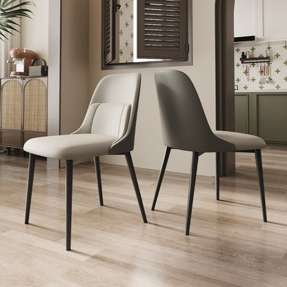 Modern Luxury Rectangular PVC Metal Faux Leather Dining Chair Backrest For Dining Room