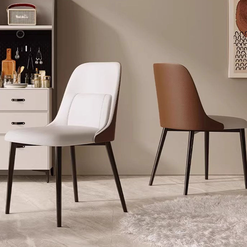 Modern Luxury Rectangular PVC Metal Faux Leather Dining Chair Backrest For Dining Room