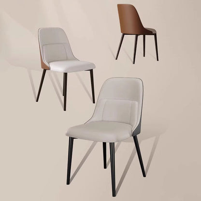 Modern Luxury Rectangular PVC Metal Faux Leather Dining Chair Backrest For Dining Room