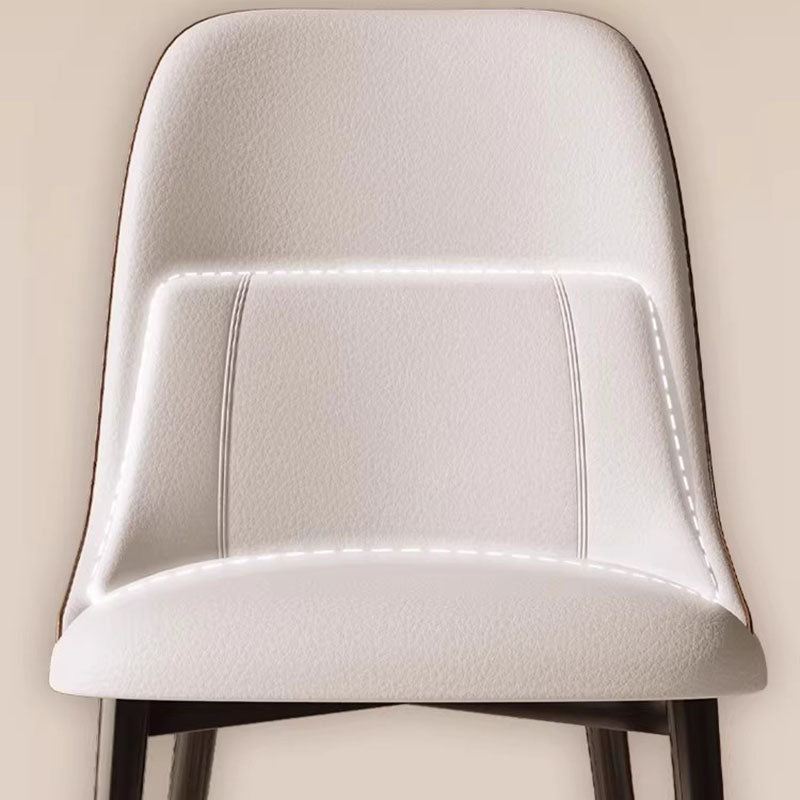 Modern Luxury Rectangular PVC Metal Faux Leather Dining Chair Backrest For Dining Room