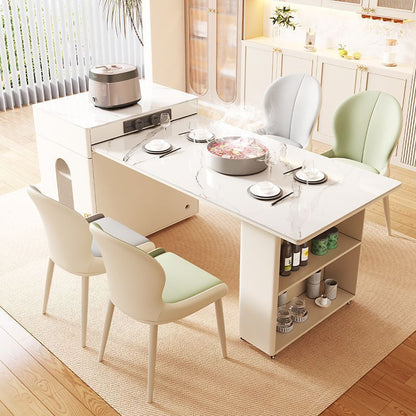 Modern Minimalist PU Leather Carbon Steel Curved Back Dining Chair Backrest Armless For Dining Room