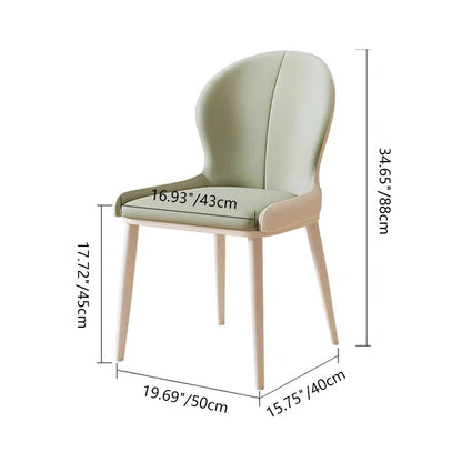 Modern Minimalist PU Leather Carbon Steel Curved Back Dining Chair Backrest Armless For Dining Room