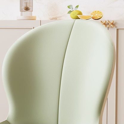 Modern Minimalist PU Leather Carbon Steel Curved Back Dining Chair Backrest Armless For Dining Room