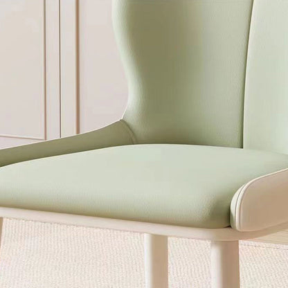 Modern Minimalist PU Leather Carbon Steel Curved Back Dining Chair Backrest Armless For Dining Room