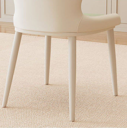 Modern Minimalist PU Leather Carbon Steel Curved Back Dining Chair Backrest Armless For Dining Room