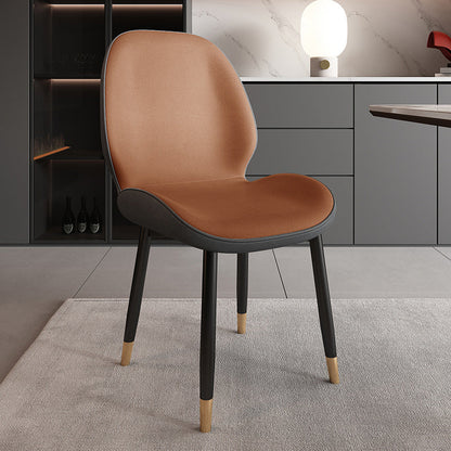Modern Minimalist Carbon Steel PU Leather Sponge Curved Dining Chair Backrest Armless For Dining Room