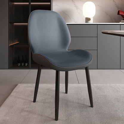 Modern Minimalist Carbon Steel PU Leather Sponge Curved Dining Chair Backrest Armless For Dining Room