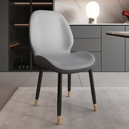 Modern Minimalist Carbon Steel PU Leather Sponge Curved Dining Chair Backrest Armless For Dining Room
