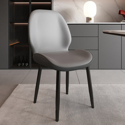 Modern Minimalist Carbon Steel PU Leather Sponge Curved Dining Chair Backrest Armless For Dining Room