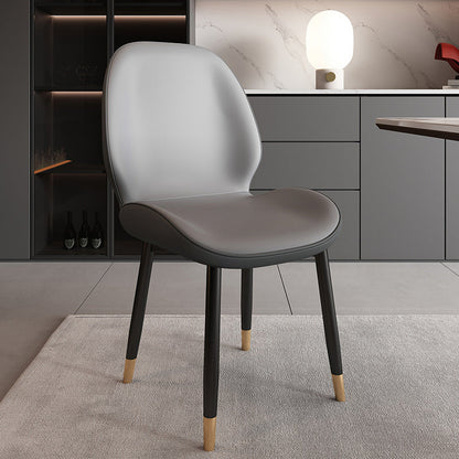 Modern Minimalist Carbon Steel PU Leather Sponge Curved Dining Chair Backrest Armless For Dining Room