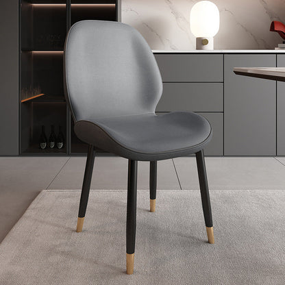 Modern Minimalist Carbon Steel PU Leather Sponge Curved Dining Chair Backrest Armless For Dining Room
