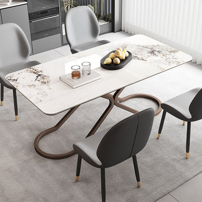 Modern Minimalist Carbon Steel PU Leather Sponge Curved Dining Chair Backrest Armless For Dining Room