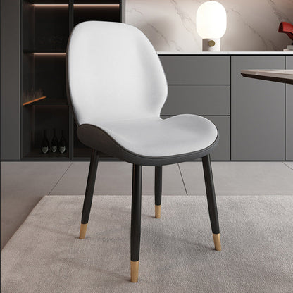 Modern Minimalist Carbon Steel PU Leather Sponge Curved Dining Chair Backrest Armless For Dining Room