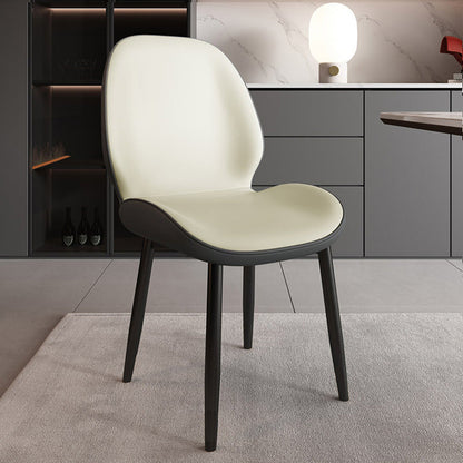 Modern Minimalist Carbon Steel PU Leather Sponge Curved Dining Chair Backrest Armless For Dining Room