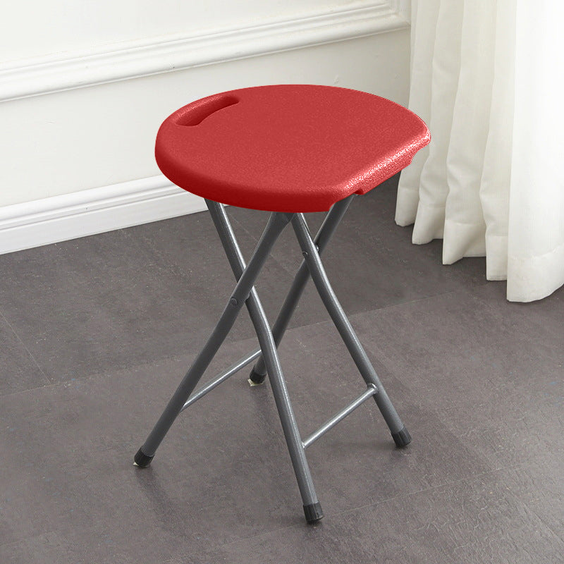 Modern Minimalist HDPE Metal Frame Round Dining Chair Backless Armless For Dining Room