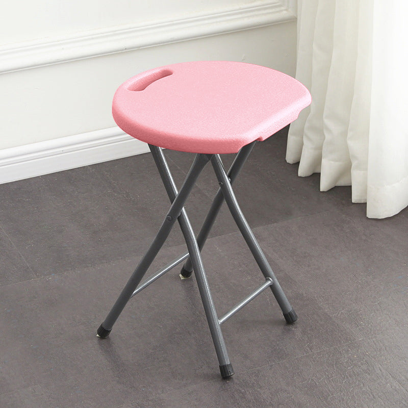 Modern Minimalist HDPE Metal Frame Round Dining Chair Backless Armless For Dining Room