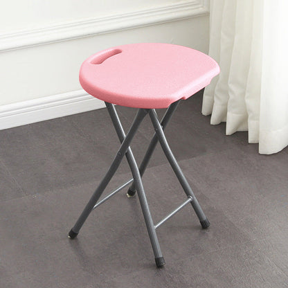 Modern Minimalist HDPE Metal Frame Round Dining Chair Backless Armless For Dining Room