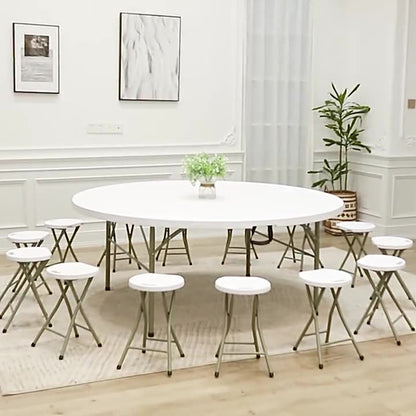 Modern Minimalist HDPE Metal Frame Round Dining Chair Backless Armless For Dining Room