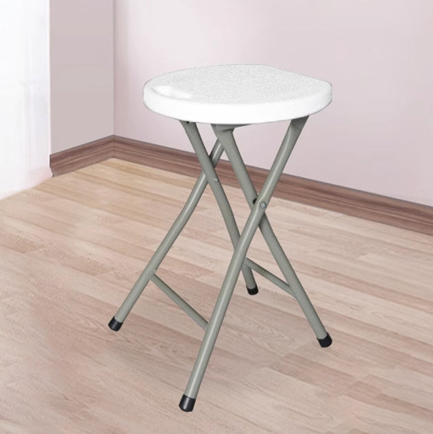 Modern Minimalist HDPE Metal Frame Round Dining Chair Backless Armless For Dining Room